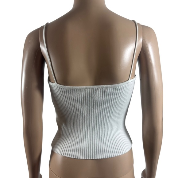 Dazy White Ribbed Knit Spaghetti Strap Tank Top Size L - Picture 3 of 8